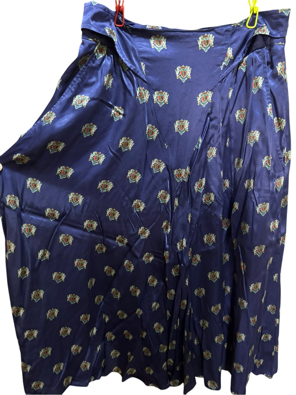 jocelyn Navy Floral Midi Skirt with Gold Print